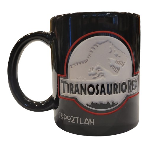 Taza Negra Brillante Tiranosaurio Rex